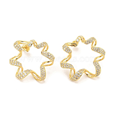 Clear Ring Brass+Cubic Zirconia Stud Earrings