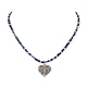 Tibetan Style Alloy Heart with Butterfly Pendant Necklace with Seed Beaded Chains(NJEW-JN04341)-6
