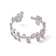 304 Stainless Steel Leafy Branch Wrap Open Cuff Ring for Women(RJEW-C045-20P)-2