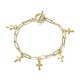 Golden 304 Stainless Steel Charm Bracelets with Brass Paperclip Chains(BJEW-JB10031-03)-1
