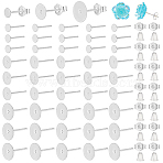 48Pcs 3 Styles Sterling Silver Earring Findings, with 16Pcs Ear Nut, Silver, 12x4~8mm, Pin: 0.6~1mm, 16pcs/style (STER-PH0004-73)
