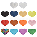 28Pcs 14 Styles Embroidery Thread Sew on Hot Melt Glue Blankets Cloth, with Paillette, Cloth Accessories, Appliques, Heart, Mixed Color, 51~69x57~85x1~1.5mm, 2pcs/style(DIY-MA0006-61)