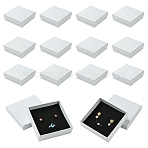 12Pcs Cardboard Gift Boxes, with Black Sponge inside, Square, White, 9x9x2.9cm(CON-YW0001-68)