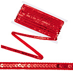 Polyester Ribbons, with Plastic Sequins, Red, 1/2 inch(12mm)(SRIB-WH20020-008F)