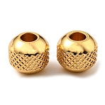 304 Stainless Steel Beads, Round with Corrugated, Golden, 8x7mm, Hole: 2.5mm(STAS-G133-12G)
