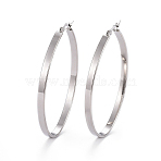 Non-Tarnish 304 Stainless Steel Hoop Earrings, Hypoallergenic Earrings, Stainless Steel Color, 63x41.5x4mm, Pin: 0.7x1mm(EJEW-L232-003C-P)