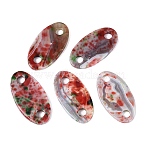 Natural Agate(Dyed & Heated) Links Connector Charms, Oval, FireBrick, 57~61x30~32x4~5mm, Hole: 7.5~8mm(G-Q606-03)