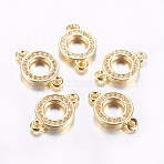 Long-Lasting Plated Brass Micro Pave Cubic Zirconia Links, Clear, Ring, Real 18K Gold Plated, 14.5x9.5x2mm, Hole: 1.5mm(ZIRC-F069-25G)