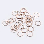 925 Sterling Silver Open Jump Rings, Saw Cut Round, Rose Gold, 21 Gauge, 5x0.7mm, Inner Diameter: 3.5mm, about 175pcs/10g(STER-F036-02RG-0.7x5mm)