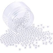 Acrylic Imitation Pearl Beads, No Hole, Round, White, 6mm, about 600pcs/box(OACR-OC0001-04C-01)