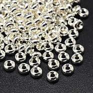 Rack Plating Brass Flat Round Spacer Beads, Silver, 6x3mm, Hole: 2mm(KK-M085-11S-NR)