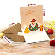 Christmas Theme 1Pc Paper Envelope and 1Pc 3D Pop Up Greeting Card Set, with 1Pc Sealing Sticker, Santa Claus, Envelope: 115x115mm, Card:110x110mm(SCRA-PW0007-69A)