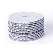 Polyester Braided Cord, Light Grey, 3mm, about 8.74 yards(8m)/roll(OCOR-F010-B09)