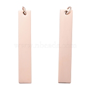 201 Stainless Steel Pendants, with Jump Ring, Manual Polishing, Stamping Blank Tag, Rectangle, Rose Gold, 40x7x1.5mm, Hole: 3mm(A-STAS-S105-T604D-3)