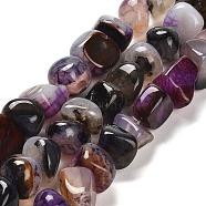 Natural Dragon Veins Agate Beads Strands, Dyed & Heated, Nuggets, Tumbled Stone, Black, 11~14.5x10.5~14x9.5~12.5mm, Hole: 1.6mm, about 36~38pcs/strand, 14.96''(38cm)(G-NH0018-B04-01)