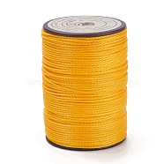 Round Waxed Polyester Thread String, Micro Macrame Cord, Twisted Cord, for Leather Sewing Stitching, Gold, 0.8mm, about 54.68 Yards(50m)/Roll(YC-D004-02E-041)