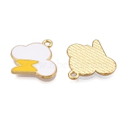 Rack Plating Alloy Enamel Pendants, Cadmium Free & Nickel Free & Lead Free, Light Gold, Cloud with Lightning Bolt Charm, White, 18x17.5x1.5mm, Hole: 1.5mm(ENAM-T020-22-RS)