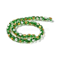 Handmade Gold & Silver Foil Lampwork Beads, Round, Green, 12mm, about 33pcs/strand, 15.59 inch(39.6cm)(GLAA-G107-07A-03)