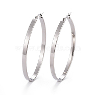 304 Stainless Steel Hoop Earrings, Hypoallergenic Earrings, Stainless Steel Color, 63x41.5x4mm, Pin: 0.7x1mm(EJEW-L232-003C-P)