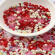 Ocean Theme Diy Painted Glass Beads, Mixed Shapes, Red, 3~14x~15x3~6.5mm, Hole: 0.8~1mm(DIY-YW0008-82A)