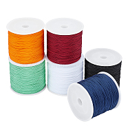 PandaHall Elite Braided Nylon Thread Nylon String, for Beading Jewelry Making, Mixed Color, 0.8mm, about 100yards/roll, 6 colors, 1roll/color, 6rolls/set(NWIR-PH0001-61B-02)