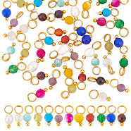 48Pcs 12 Styles Charms Sets, Including Natural & Synthetic Gemstone Faceted Round Charms and Natural Cultured Freshwater Pearl Rice Charms, with Golden Tone Brass Loops, 10x3.5~4x2.5~4mm, Hole: 3mm, 4pcs/style(PALLOY-AB00036)