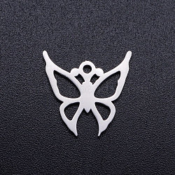 Tarnish Resistant 201 Stainless Steel Hollow Pendants, Butterfly, Stainless Steel Color, 14.5x15x1mm, Hole: 1.5mm(STAS-Q201-JN278-1)