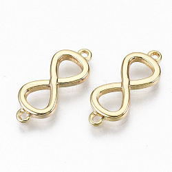 Brass Links Connectors, Nickel Free, Infinity, Real 18K Gold Plated, 16.5x6.5x2mm, Hole: 1mm(KK-N231-188-NF)