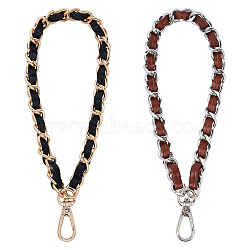 WADORN 2Pcs 2 Color Alloy with PU Leather Bag Strap, with Clasps, for Wrist Bag Straps Replacement Accessories, Mixed Color, 215x12mm, Clasp: 44x16.5x6.5mm, 1pcs/color(FIND-WR0002-20)