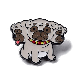 Cartoon 3 Headed Dog Enamel Pin, Electrophoresis Black Alloy Cute Animal Brooch for Backpack Cloth, Brown, 23.5x28x1.5mm, Pin: 1mm(JEWB-D067-04)