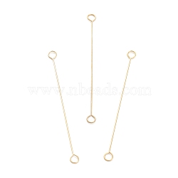 316 Surgical Stainless Steel Eye Pins, Double Sided Eye Pins, Real 18K Gold Plated, 35x2.5x0.4mm, Hole: 1.6mm(STAS-P277-A05-G)