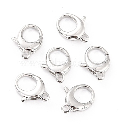 Brass Lobster Claw Clasps, Long-Lasting Plated, Lead Free & Nickel Free & Cadmium Free, Real Platinum Plated, 17.5x13.5x4.5mm, Hole: 2mm(X-KK-D065-02P)