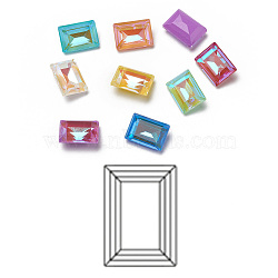 K9 Glass Rhinestone Cabochons, Pointed Back, Faceted, Rectangle, Fluorescence, Mixed Color, 14x10x6mm(RGLA-G014-A01)