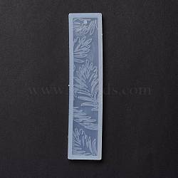 DIY Bookmark Silicone Molds, Resin Casting Molds, For UV Resin, Epoxy Resin Jewelry Making, Rectangle with Leaf, White, 150x33x7mm, Hole: 2.5mm, Inner Diameter: 140x26mm(X-DIY-C045-08)
