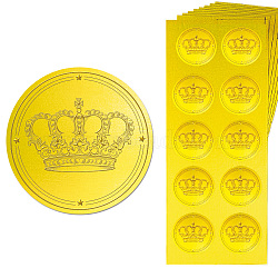 15 Sheets Gold Foil Paper Picture Stickers, Round Dot Decorative Stickers, Crown, 195x80x10mm, Sticker: 35mm in diameter, about 10pcs/sheet(STIC-WH0025-002)