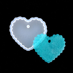 Pendant Silicone Molds, Resin Casting Molds, For UV Resin, Epoxy Resin Jewelry Making, Heart, White, Inner Size: 5.4x6x1.2cm, Hole: 0.5cm(X-DIY-I011-16)