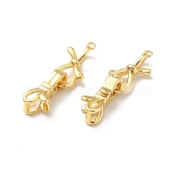 Rack Plating Brass Fold Over Clasps, Cadmium Free & Lead Free, Long-Lasting Plated, Knot, Golden, 31.5mm, Knot: 18.5x8.5x5mm, Clasp: 16.5x6.5x7mm, Hole: 0.5mm(KK-E034-56G)