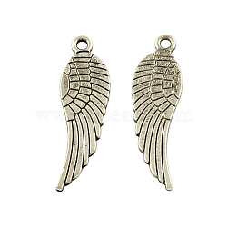 Tibetan Style Alloy Wing Pendants, Cadmium Free & Lead Free, Antique Silver, 31x9x1.5mm, Hole: 2mm, about 416pcs/500g(TIBEP-Q043-324-RS)