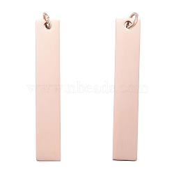 201 Stainless Steel Pendants, with Jump Ring, Manual Polishing, Stamping Blank Tag, Rectangle, Rose Gold, 40x7x1.5mm, Hole: 3mm(A-STAS-S105-T604D-3)