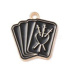 Alloy Enamel Pendants, Light Gold, Cadmium Free & Lead Free, Black, Playing Theme, 21.5x20x1mm, Hole: 2mm(ENAM-A008-45F-KCG)