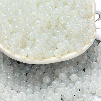 Imitation Jade Glass Seed Beads, Round, Beige, 4.5x4mm, Hole: 1mm, about 6429pcs/pound