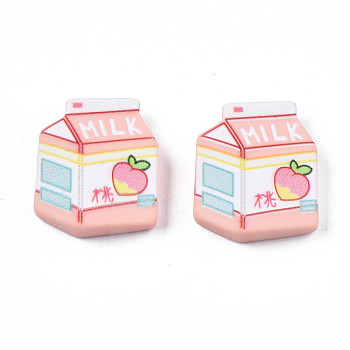 Opaque Resin Cabochons, Peach Milk Box, Pink, 19x12x5~6mm