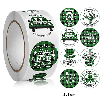 Saint Patrick's Day Theme PET Waterproof Self Adhesive Stickers, for DIY Scrapbooking, Photo Album, Dark Green, 25mm, 500pcs/roll