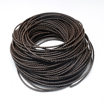 Leather Braided Cord, Coconut Brown, 5mm, about 54.68 yards(50m)/bundle