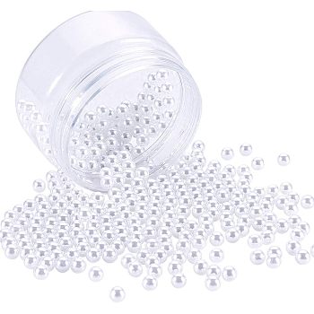 Acrylic Imitation Pearl Beads, No Hole, Round, White, 6mm, about 600pcs/box