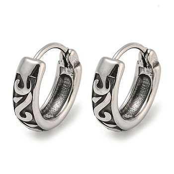 316 Surgical Stainless Steel Hoop Earrings, Ring, Antique Silver, 14.5x4.5mm