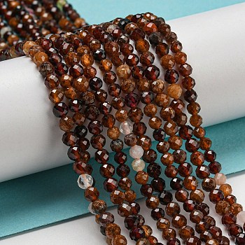 Natural Orange Garnet Beads Strands, Faceted, Round, 3mm, Hole: 0.7mm, about 110pcs/strand, 15.16''(38~38.5cm)