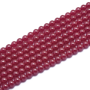 Lab Grown Red Corundum Beads Strands, Round, 6mm, Hole: 0.8mm, about 65pcs/Strand, 15.55 inch(39.5cm)