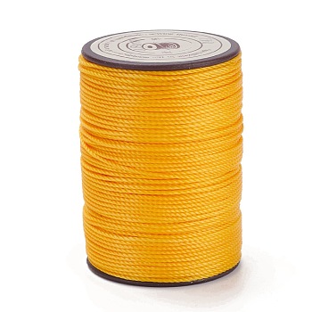 Round Waxed Polyester Thread String, Micro Macrame Cord, Twisted Cord, for Leather Sewing Stitching, Gold, 0.8mm, about 54.68 Yards(50m)/Roll