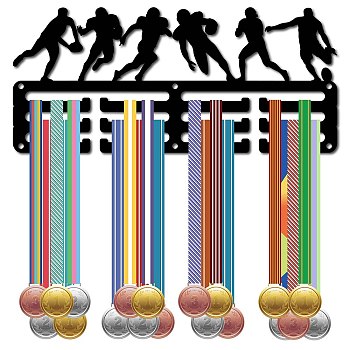 Sports Theme Iron Medal Hanger Holder Display Wall Rack, 3-Line, with Screws, Sports, 130x290mm